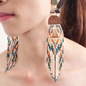 Beaded tassels earrings